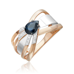 Кольцо из комбинированного золота с сапфиром и бриллиантами 01-5750-00-105-1111