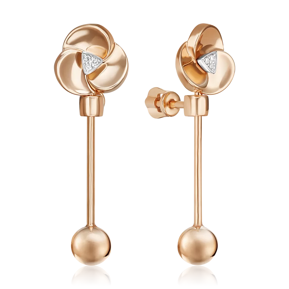 Серьги-пусеты из комбинированного золота с бриллиантами 02-5012-00-101-1111