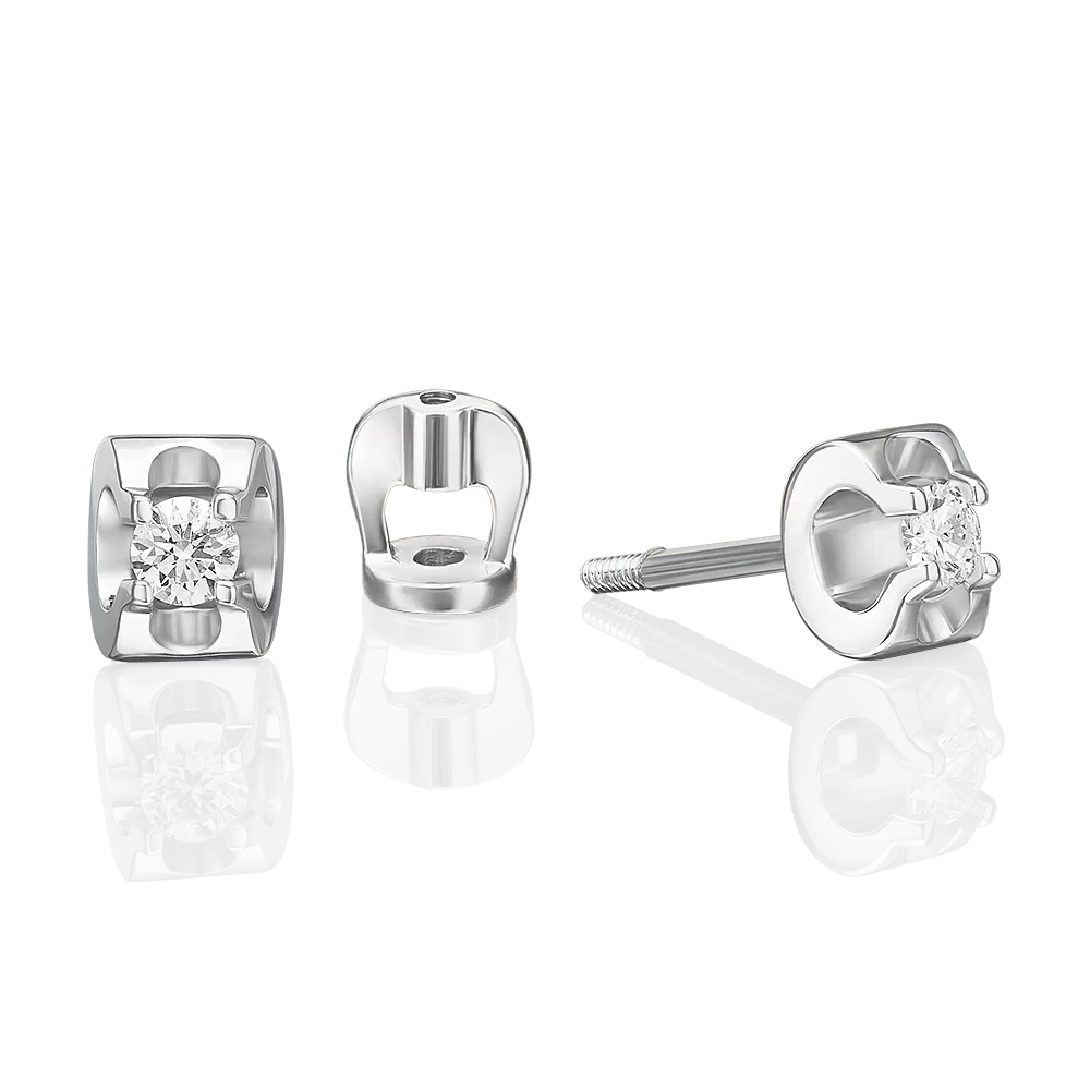 Серьги-пусеты из белого золота с бриллиантом 02-5331-00-101-1120