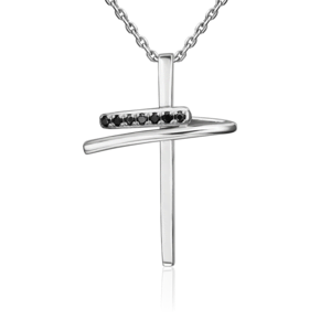 Декоративный крест из серебра с фианитами 03-0508-00-402-0200