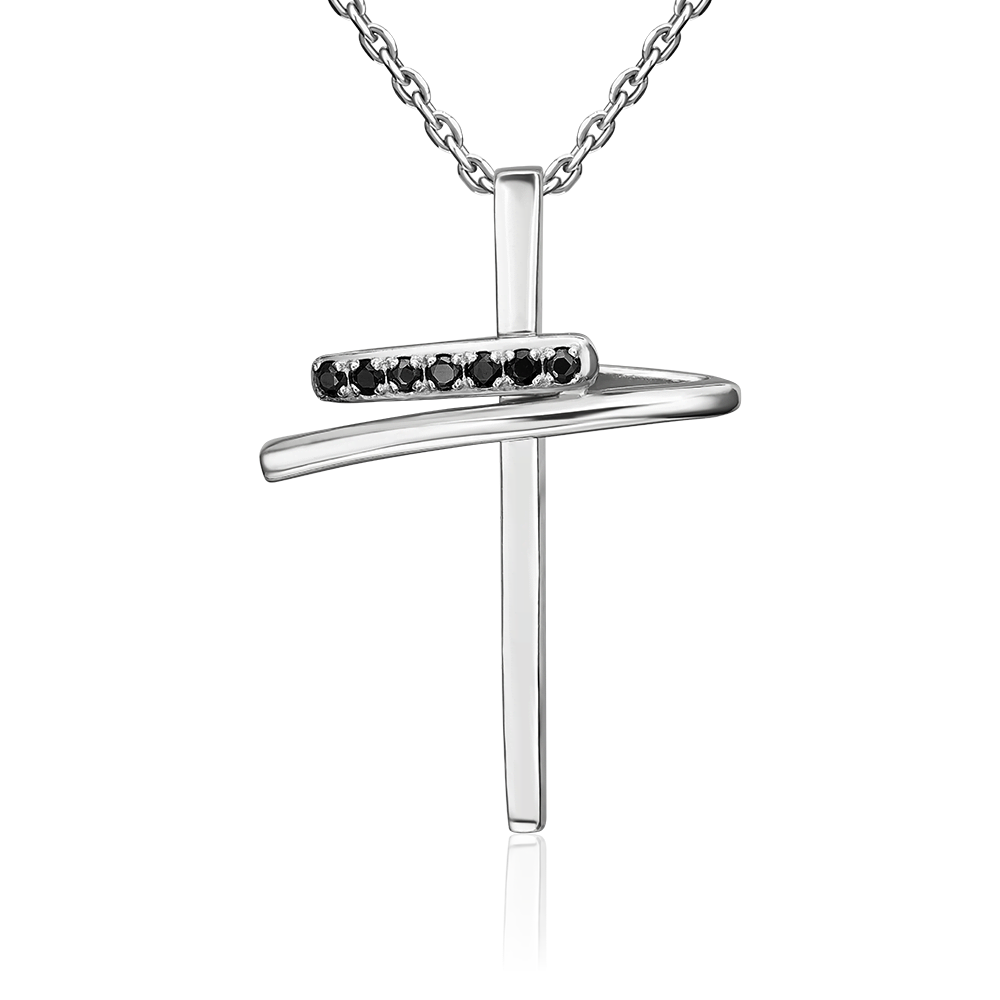 Декоративный крест из серебра с фианитами 03-0508-00-402-0200