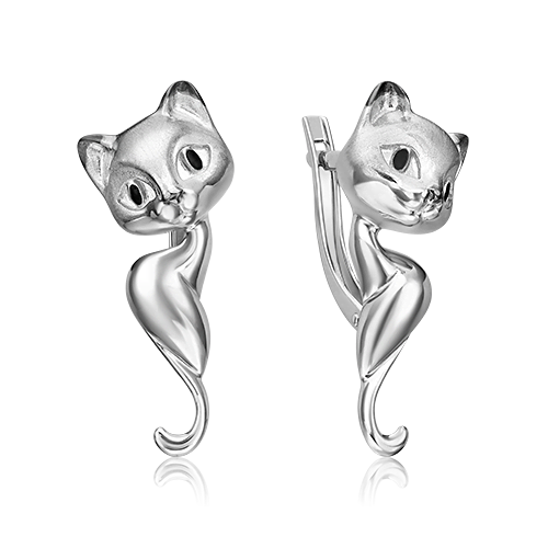 Серьги «Кошки» с английским замком из серебра с эмалью 02-4975-00-000-0200