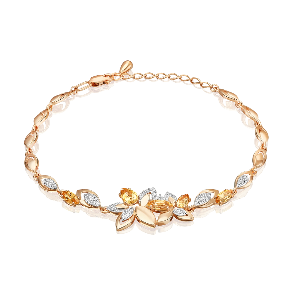 Браслет «Осенний вальс» из красного золота с цитринами и натуральными топазами white 05-0864-00-282-1110
