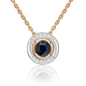 Подвеска-бегунок из комбинированного золота с сапфиром и бриллиантами 03-3460-00-105-1111