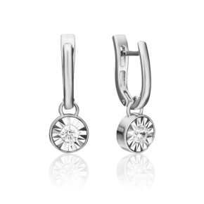 Серьги с английским замком из белого золота с бриллиантом 02-4531-00-101-1120-30