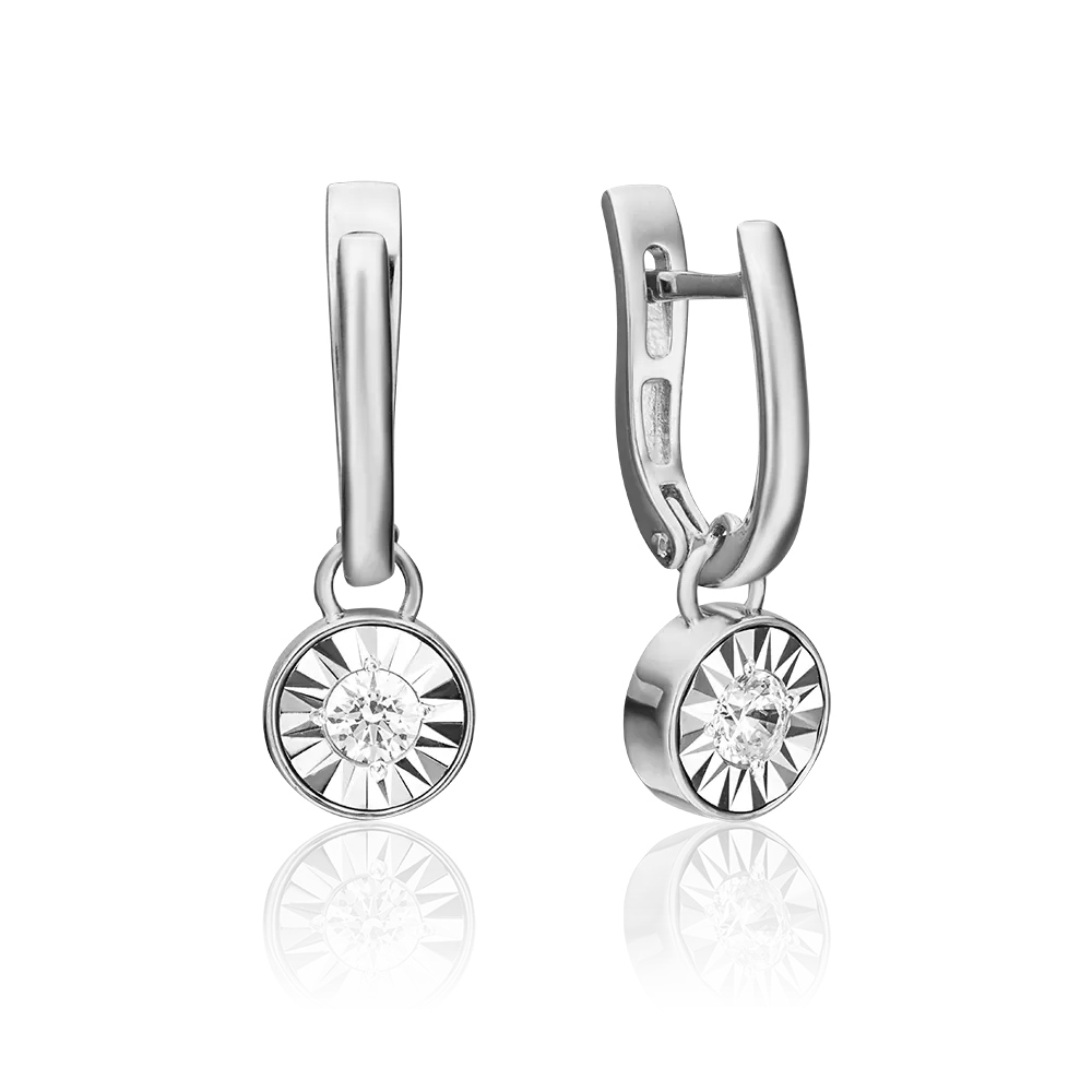 Серьги с английским замком из белого золота с бриллиантом 02-4531-00-101-1120-30