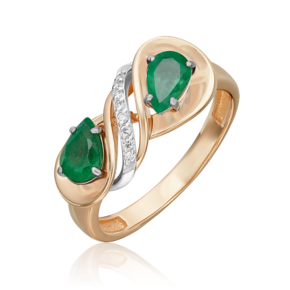 Кольцо из комбинированного золота с изумрудами и бриллиантами 01-5723-00-106-1111