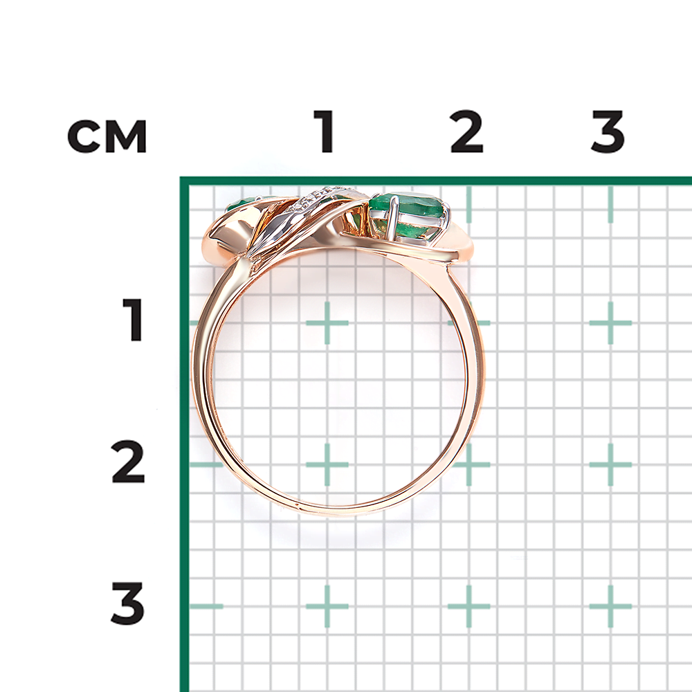 Кольцо из комбинированного золота с изумрудами и бриллиантами 01-5723-00-106-1111