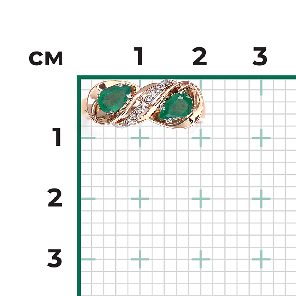Кольцо из комбинированного золота с изумрудами и бриллиантами 01-5723-00-106-1111