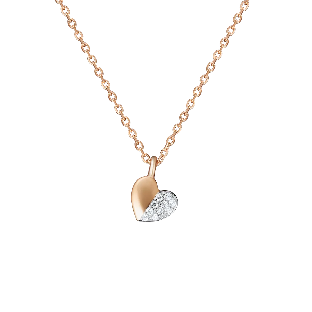 Колье «Сердце» из красного золота с фианитами 07-0153-00-401-1110-03