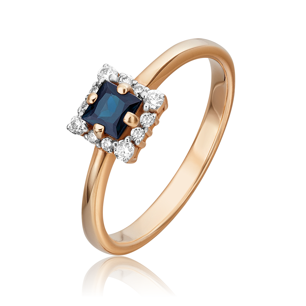 Кольцо из красного золота с сапфиром и бриллиантами 01-5545-00-105-1110-30