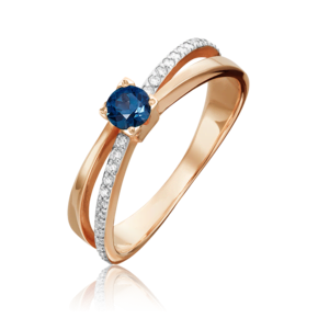 Кольцо из красного золота с сапфиром и бриллиантами 01-0407-00-105-1110-30