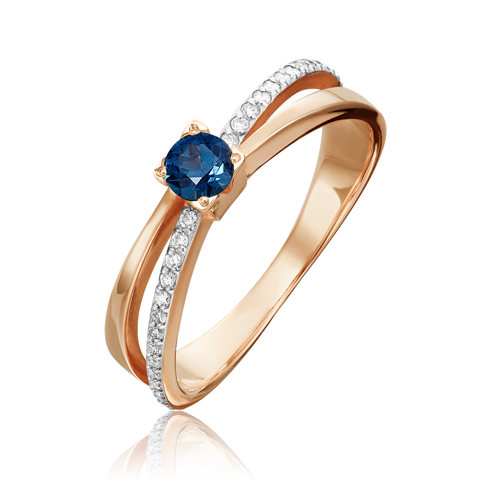 Кольцо из красного золота с сапфиром и бриллиантами 01-0407-00-105-1110-30