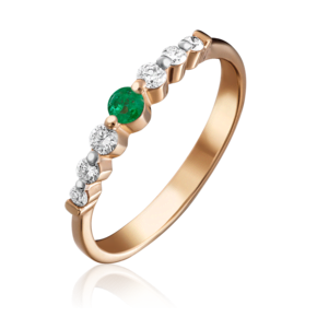 Кольцо из красного золота с изумрудом и бриллиантами 01-0612-00-106-1110-30