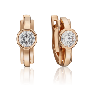 Серьги с английским замком из красного золота с фианитом 02-4575-00-501-1110-38