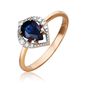 Кольцо из красного золота с сапфиром и бриллиантами 01-5536-00-105-1110
