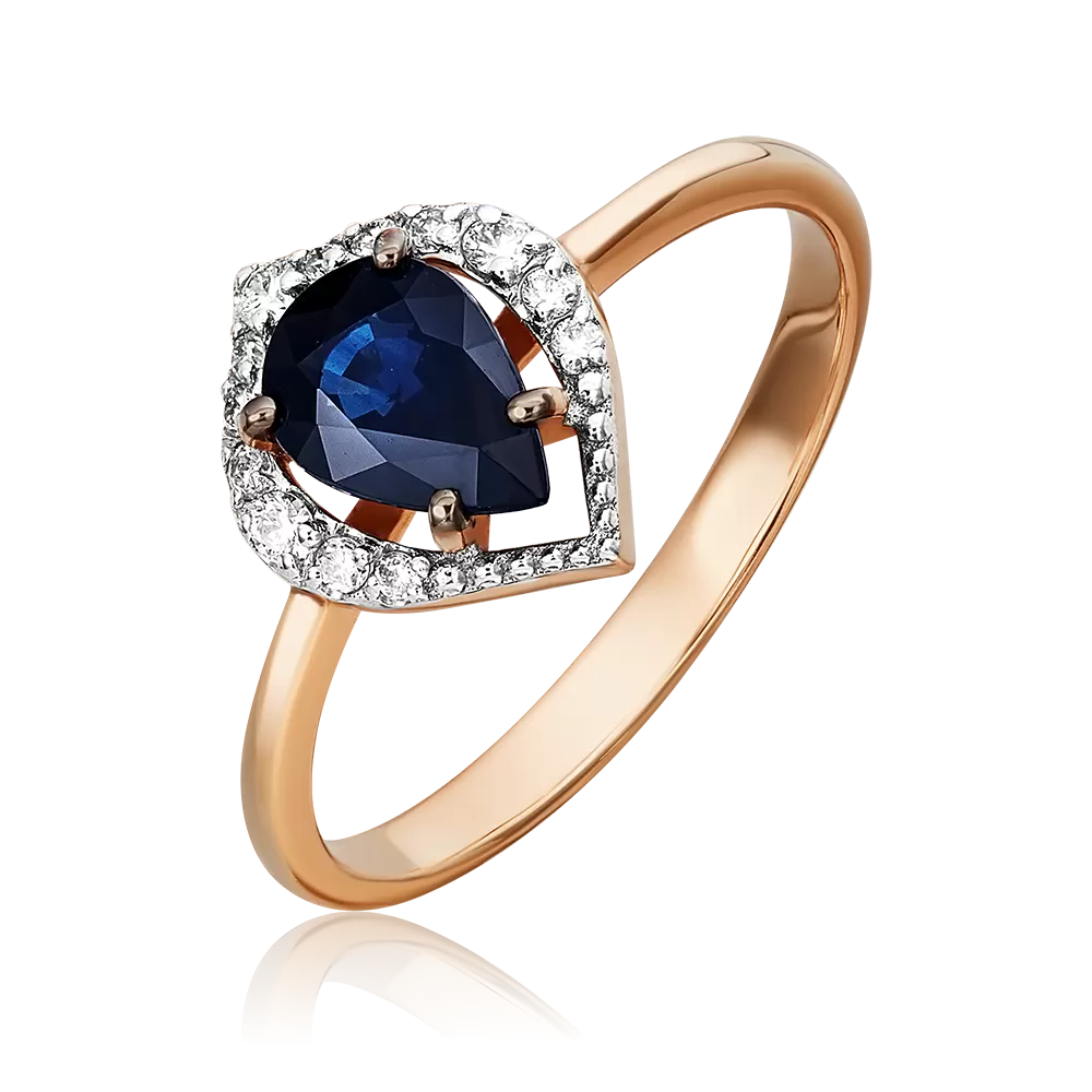 Кольцо из красного золота с сапфиром и бриллиантами 01-5536-00-105-1110