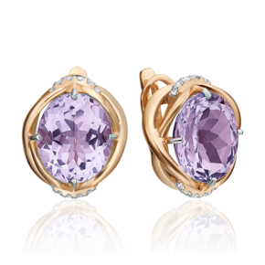 Серьги с английским замком из красного золота с аметистом и натуральными топазами white 02-4569-00-225-1110-46