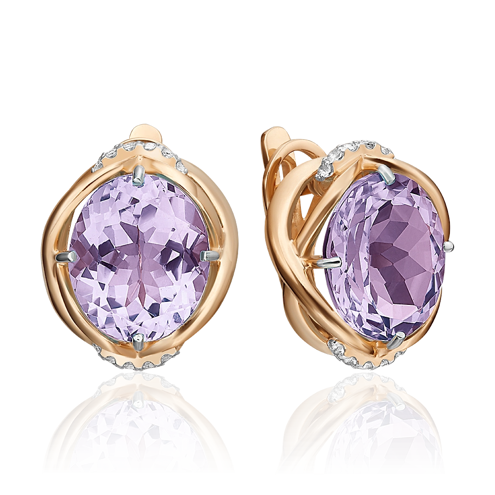 Серьги с английским замком из красного золота с аметистом и натуральными топазами white 02-4569-00-225-1110-46