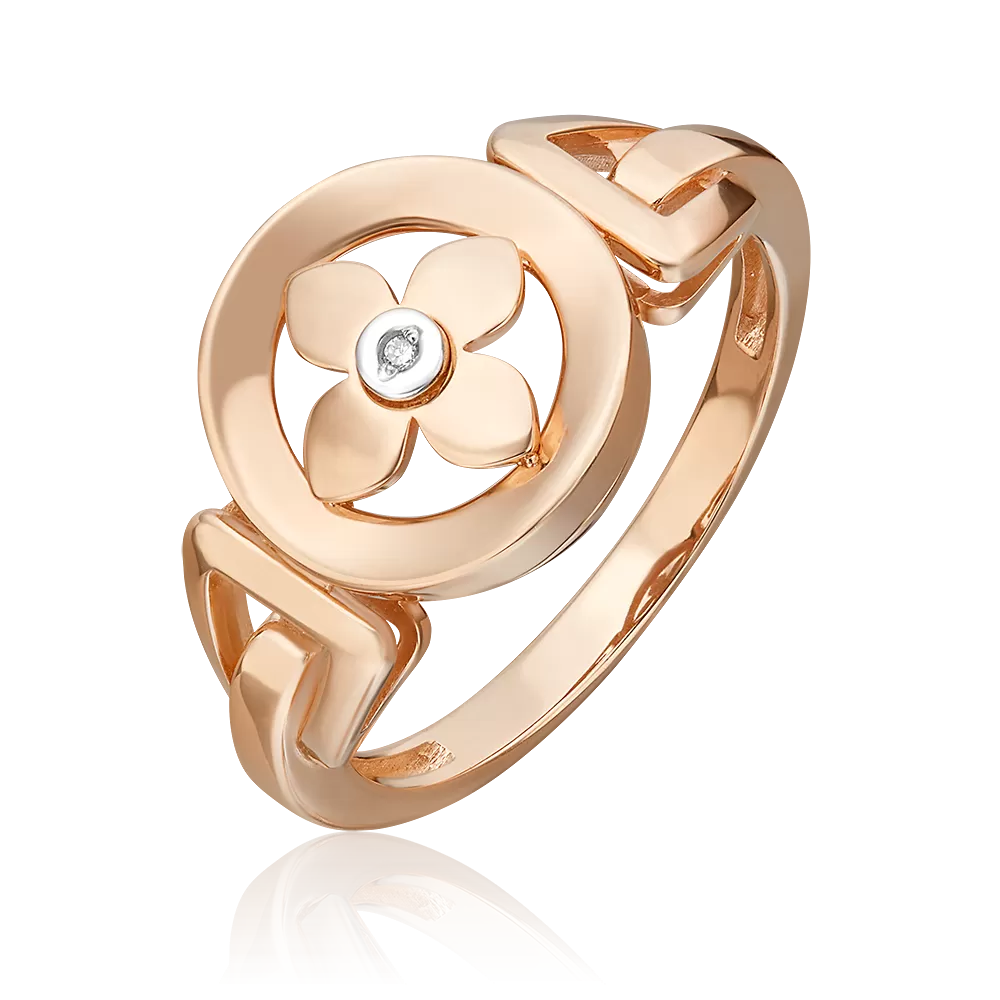 Кольцо из комбинированного золота с бриллиантом 01-5606-00-101-1111