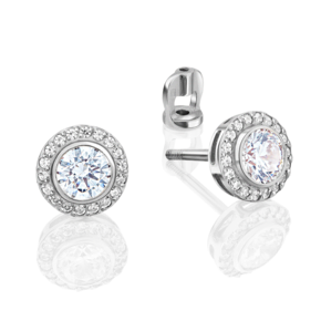 Серьги-пусеты из белого золота с фианитами 02-3466-00-501-1120-38