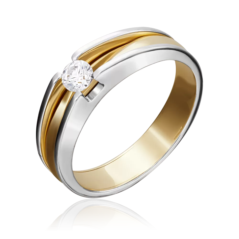 Кольцо из комбинированного золота с фианитом 01-5177-00-501-1121-38