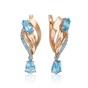 Серьги «Стихия Воды» с английским замком из комбинированного золота с топазами 02-5164-00-201-1111