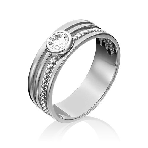 Кольцо из белого золота с фианитом 01-5347-00-501-1120-38