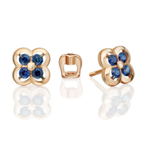 Серьги-пусеты из красного золота с сапфирами 02-5491-00-102-1110