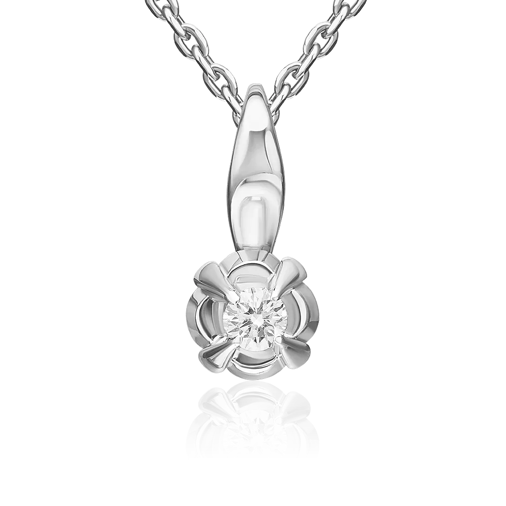 Подвеска из белого золота с бриллиантом 03-3529-00-101-1120