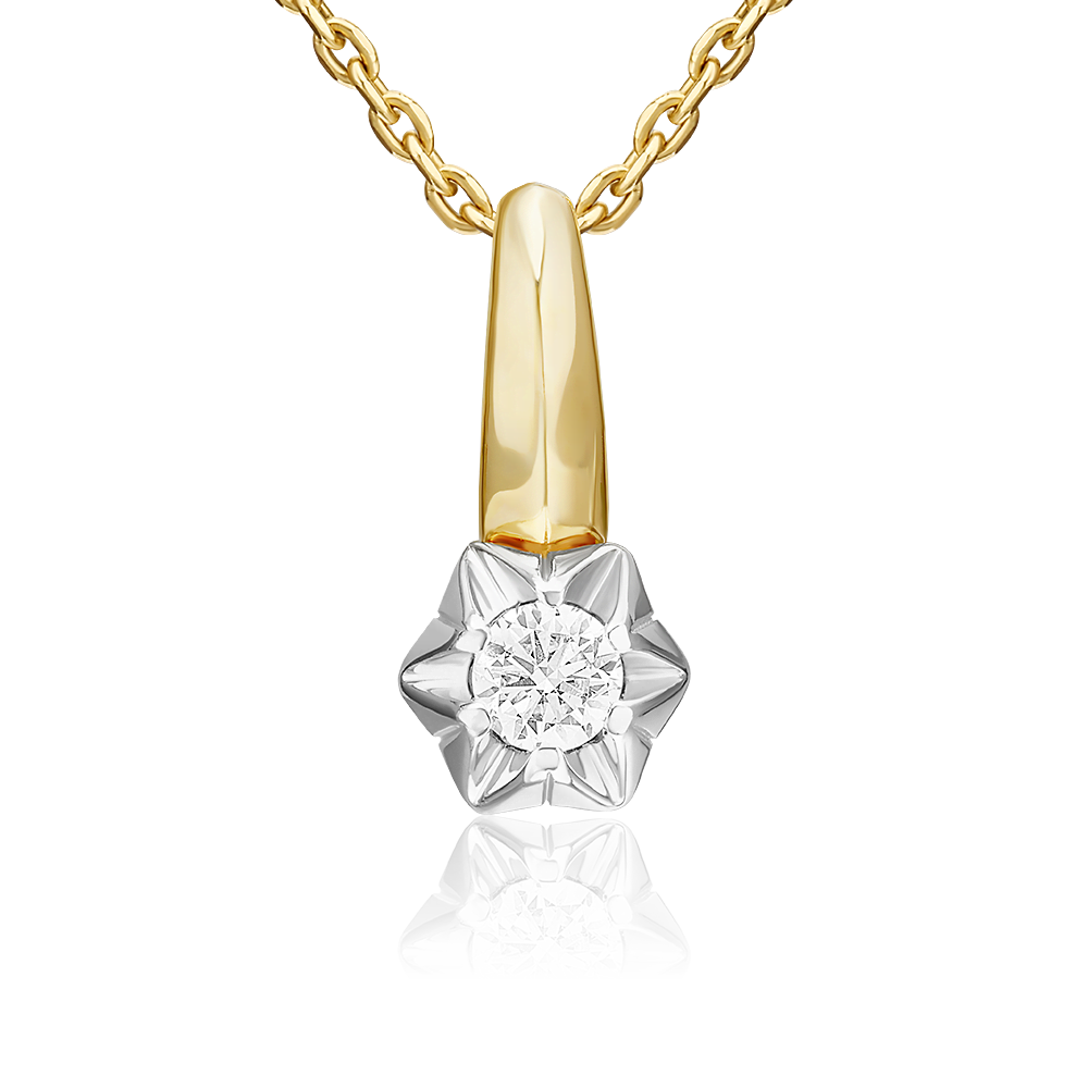 Подвеска из комбинированного золота с бриллиантом 03-3524-00-101-1121