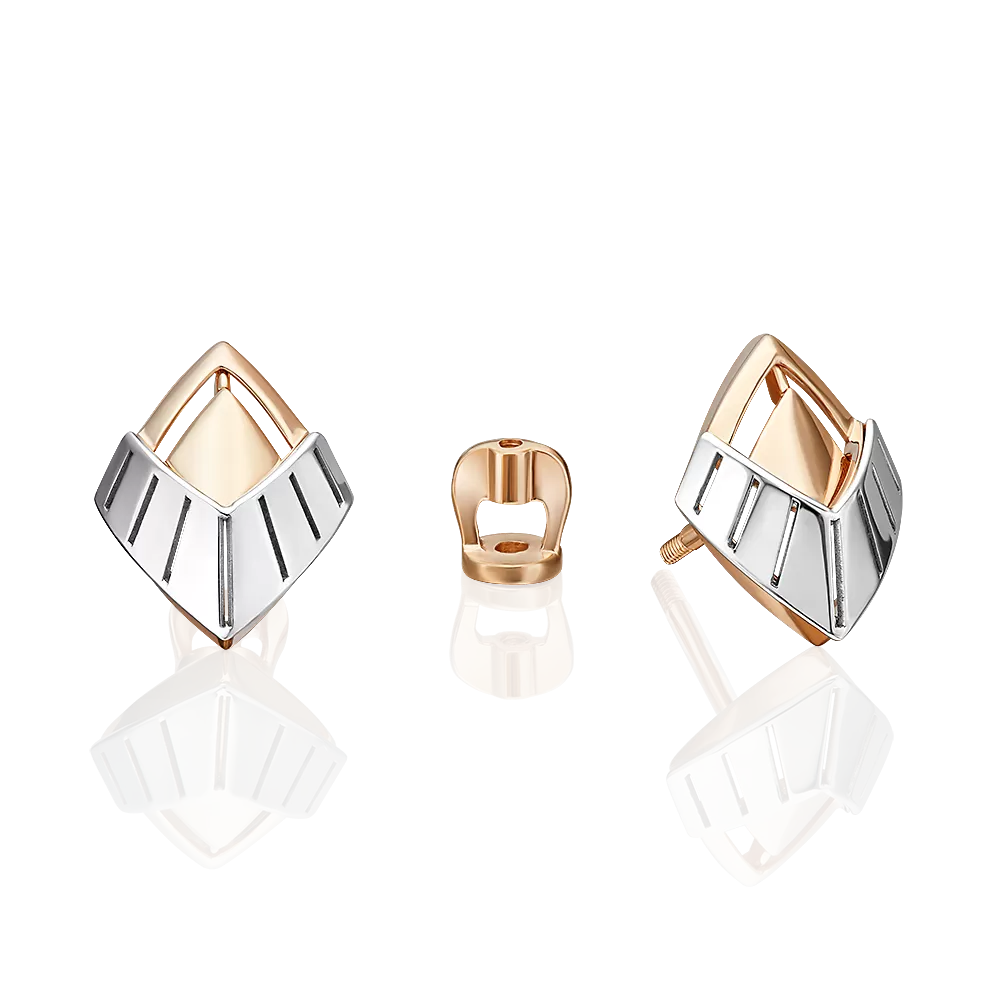 Серьги-пусеты из комбинированного золота 02-5384-00-000-1111