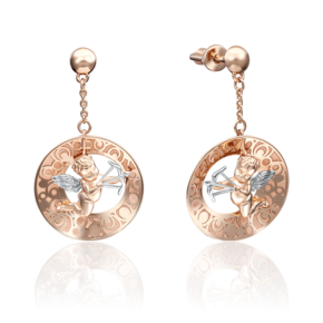 Серьги-пусеты «Купидоны» из красного золота 02-4194-00-000-1110-48