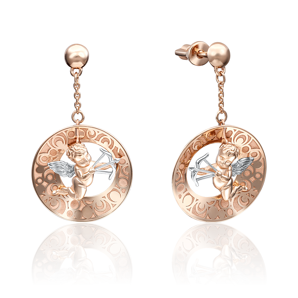 Серьги-пусеты «Купидоны» из красного золота 02-4194-00-000-1110-48