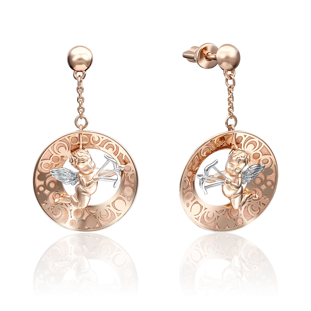 Серьги-пусеты «Купидоны» из красного золота 02-4194-00-000-1110-48