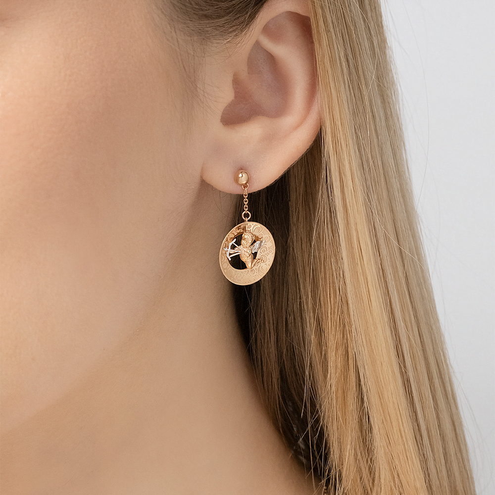 Серьги-пусеты «Купидоны» из красного золота 02-4194-00-000-1110-48