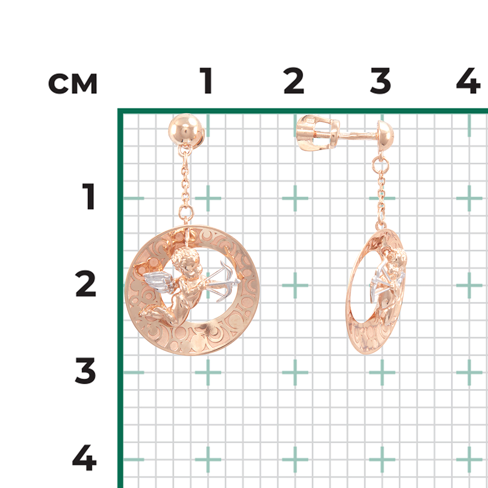 Серьги-пусеты «Купидоны» из красного золота 02-4194-00-000-1110-48