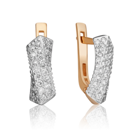 Серьги с английским замком из красного золота с бриллиантами 02-2721-00-101-1110-30