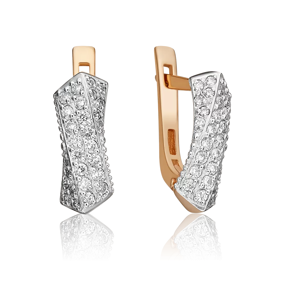 Серьги с английским замком из красного золота с бриллиантами 02-2721-00-101-1110-30