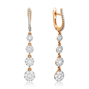 Серьги с английским замком из красного золота с бриллиантами 02-0880-00-101-1110-30