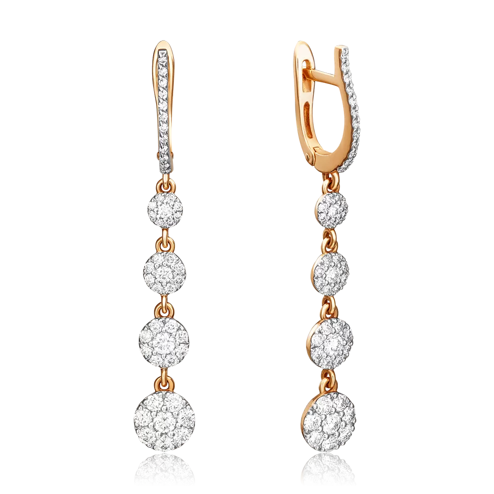 Серьги с английским замком из красного золота с бриллиантами 02-0880-00-101-1110-30