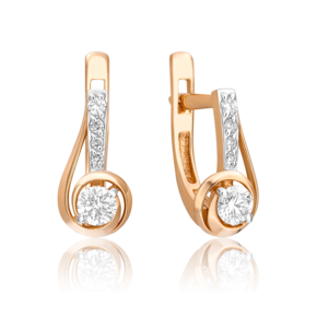 Серьги с английским замком из красного золота с бриллиантами