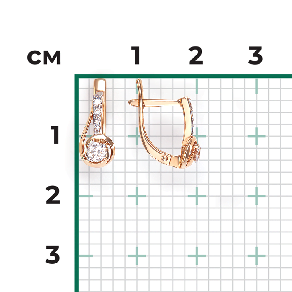 Серьги с английским замком из красного золота с бриллиантами 02-0881-00-101-1110-30