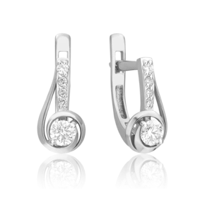 Серьги с английским замком из белого золота с бриллиантами 02-0881-00-101-1120-30