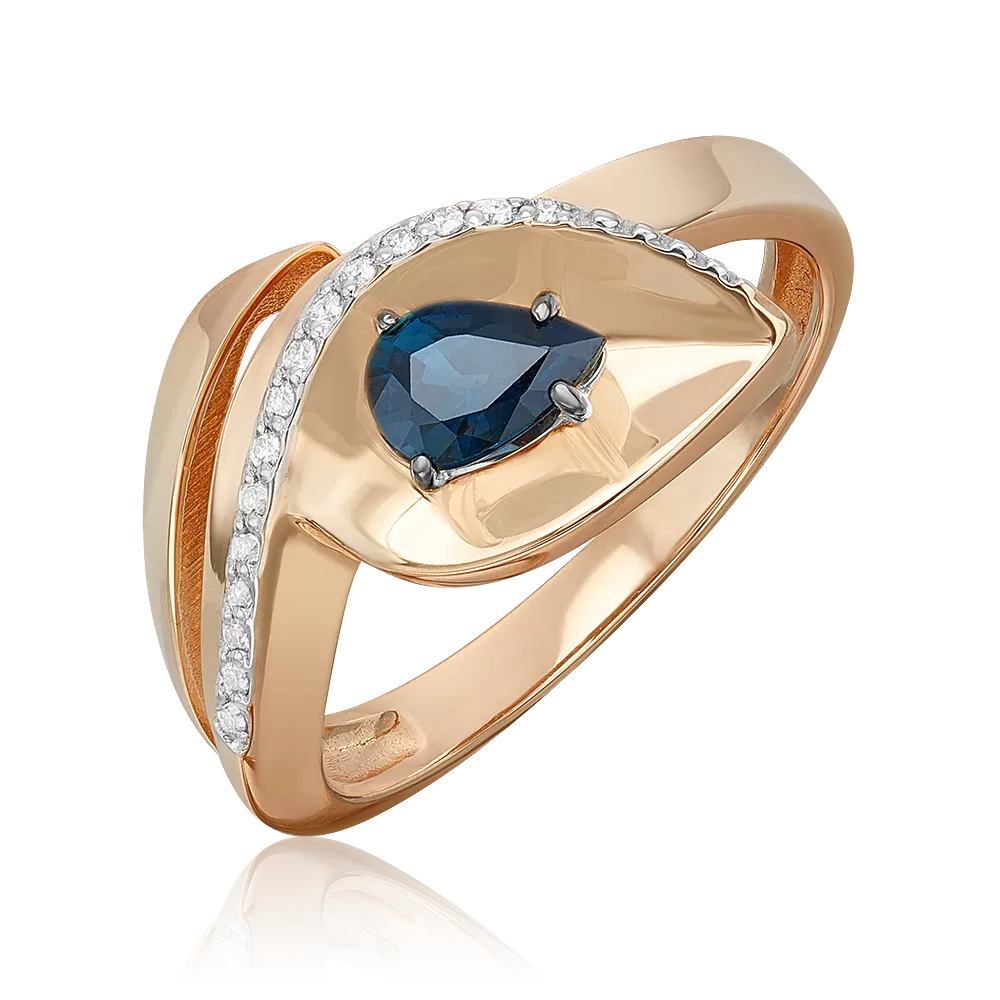 Кольцо из комбинированного золота с сапфиром и бриллиантами 01-5742-00-105-1111