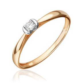 Помолвочное кольцо из комбинированного золота с бриллиантом 01-5960-00-101-1111