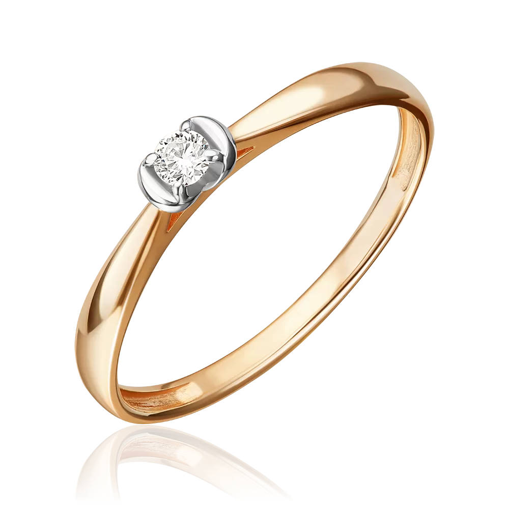Помолвочное кольцо из комбинированного золота с бриллиантом 01-5960-00-101-1111