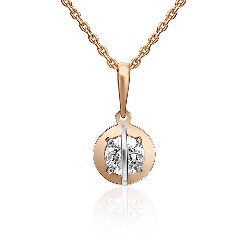 Подвеска из комбинированного золота с фианитом 03-3052-00-501-1111-38