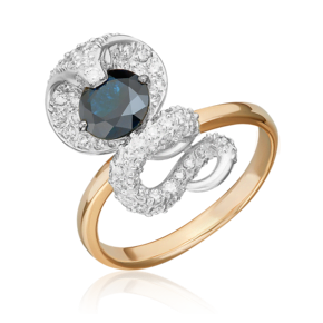 Кольцо «Королевская кобра» из комбинированного золота с сапфиром и бриллиантами 01-1405-00-105-1111-30