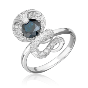 Кольцо «Королевская кобра» из белого золота с сапфиром и бриллиантами 01-1406-00-105-1120-30